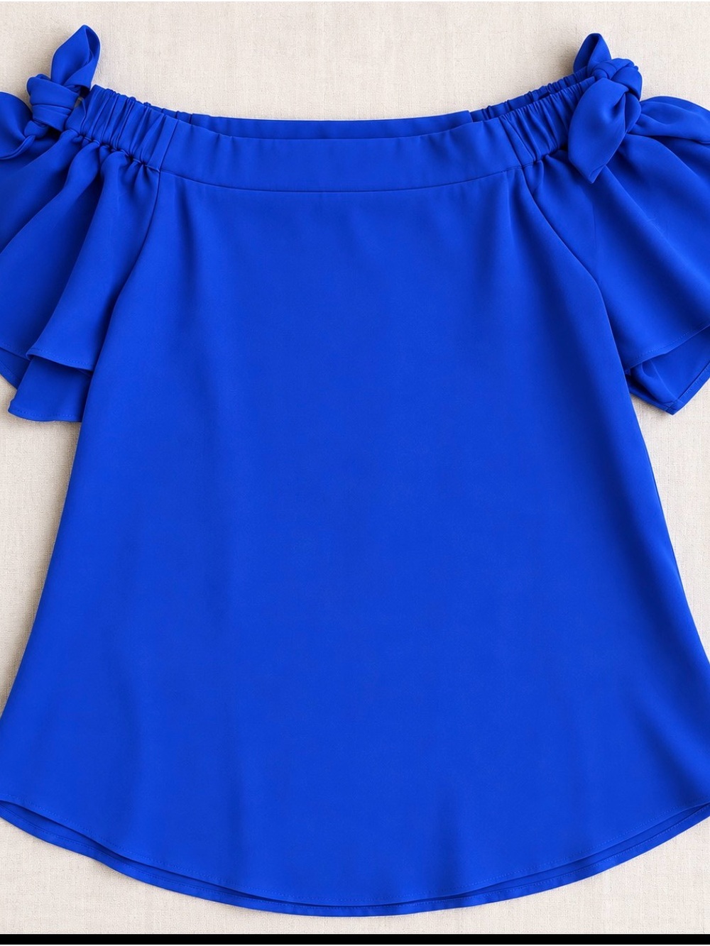 Q&A Ashley Off The Shoulder Ruffle Sleeve Blouse in Cobalt Blue